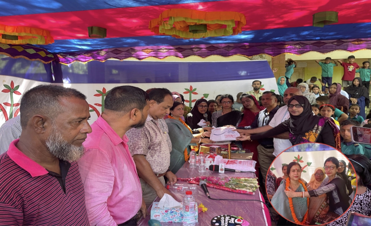 কুলাউড়ায় আব্দুল হান্নান চৌধুরী প্রাথমিক বিদ্যালয়ের একজন শিক্ষিকার রাজকীয় বিদায়